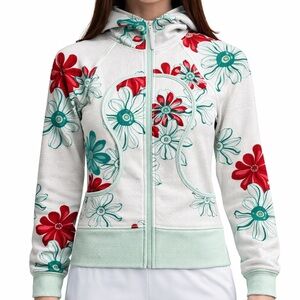 lululemon Scuba Hoodie Floral Zip Up Size 2 Logo